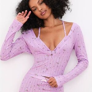 New! For Love and Lemons Pointelle Long Sleeve Sleep top 10189